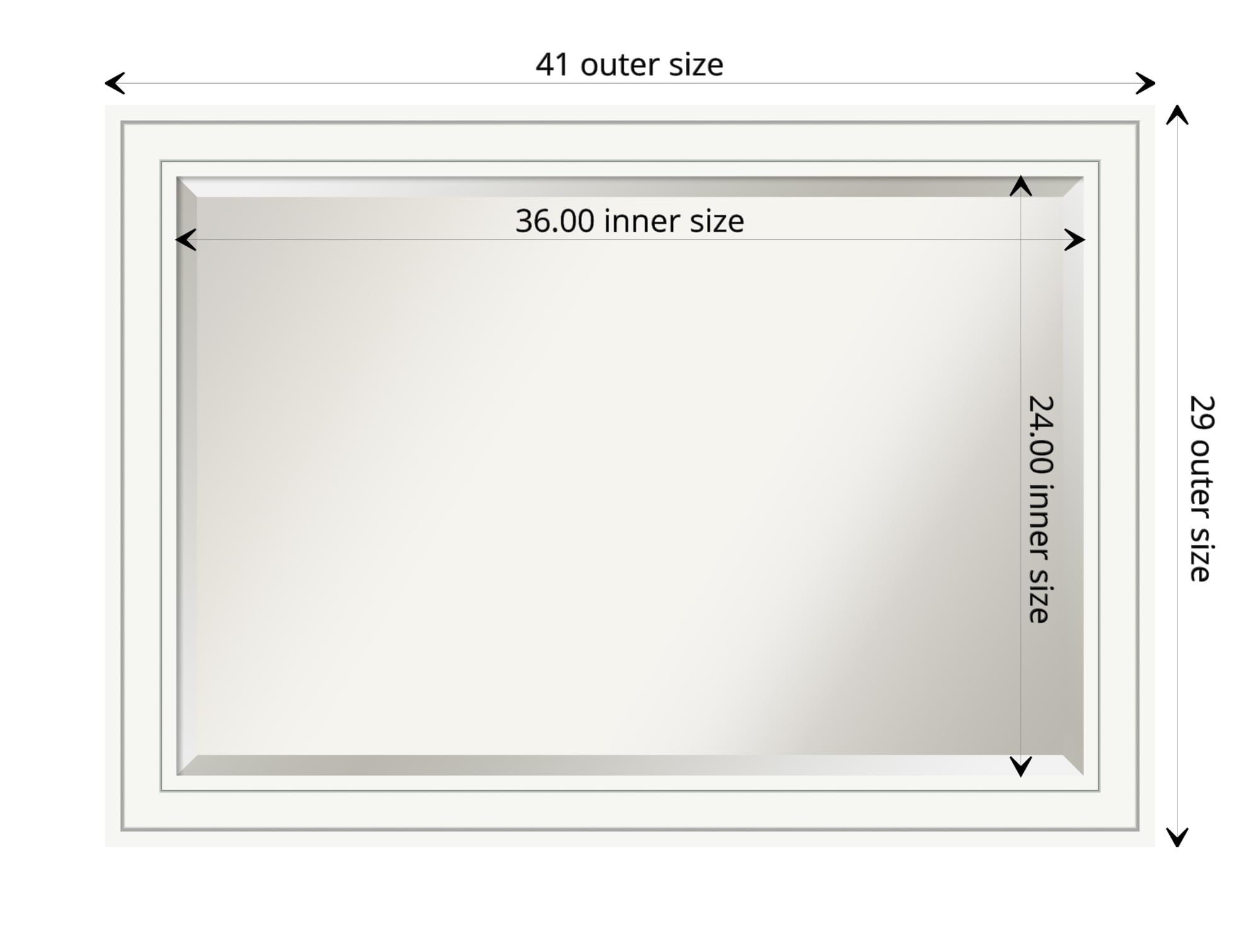White Rectangle Wall Mirror 29x41 - Beveled Edge Wood Frame