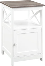 Oxford End Table with Storage Cabinet and Shelf, Cherry/Black
