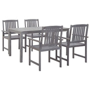 Outdoor Patio Dining Set Furniture 5 Pieces with 4 Armchairs and 1 Rectangular Acacia Wood Table