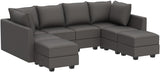 Modular Sectional Sofa with Ottoman Oversized U Shaped Couch with Reversible Chaise Velvet Sleeper Modular Sofa Convertible Sectional Couch for Living Room, Grey