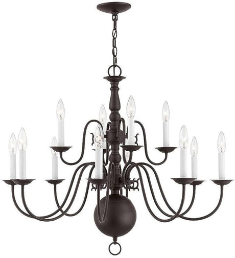 5014-02 Williamsburg 12-Light Chandelier, Polished Brass