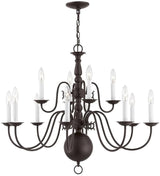 5014-01 Williamsburg 12-Light Chandelier, Antique Brass