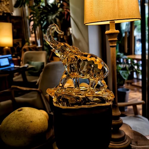 Amber Acrylic Elephant Figurine Luck Elephant Auspictious Feng Shui Elephant