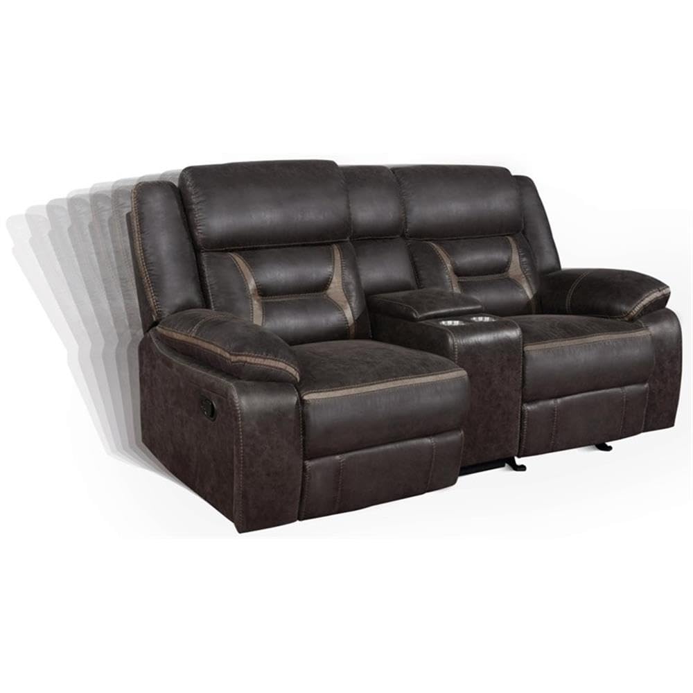 Greer Upholstered Motion Reclining Loveseat, Brown