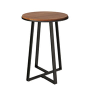 Round End Tables, Small Side Table Walnut Color MDF Top, Metal Frame Black