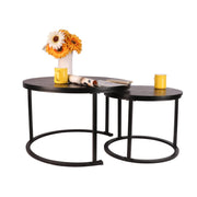 Round Nesting Coffee Table Set of 2,Waterproof Faux Marble Wood Top