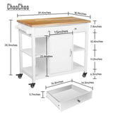 Kitchen Cart on Wheels with Wood Top, Utility Wood Kitchen Islands