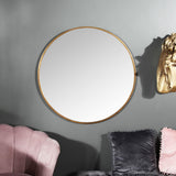 Large Round Gold Framed Wall Mirror 80cm x 80cm