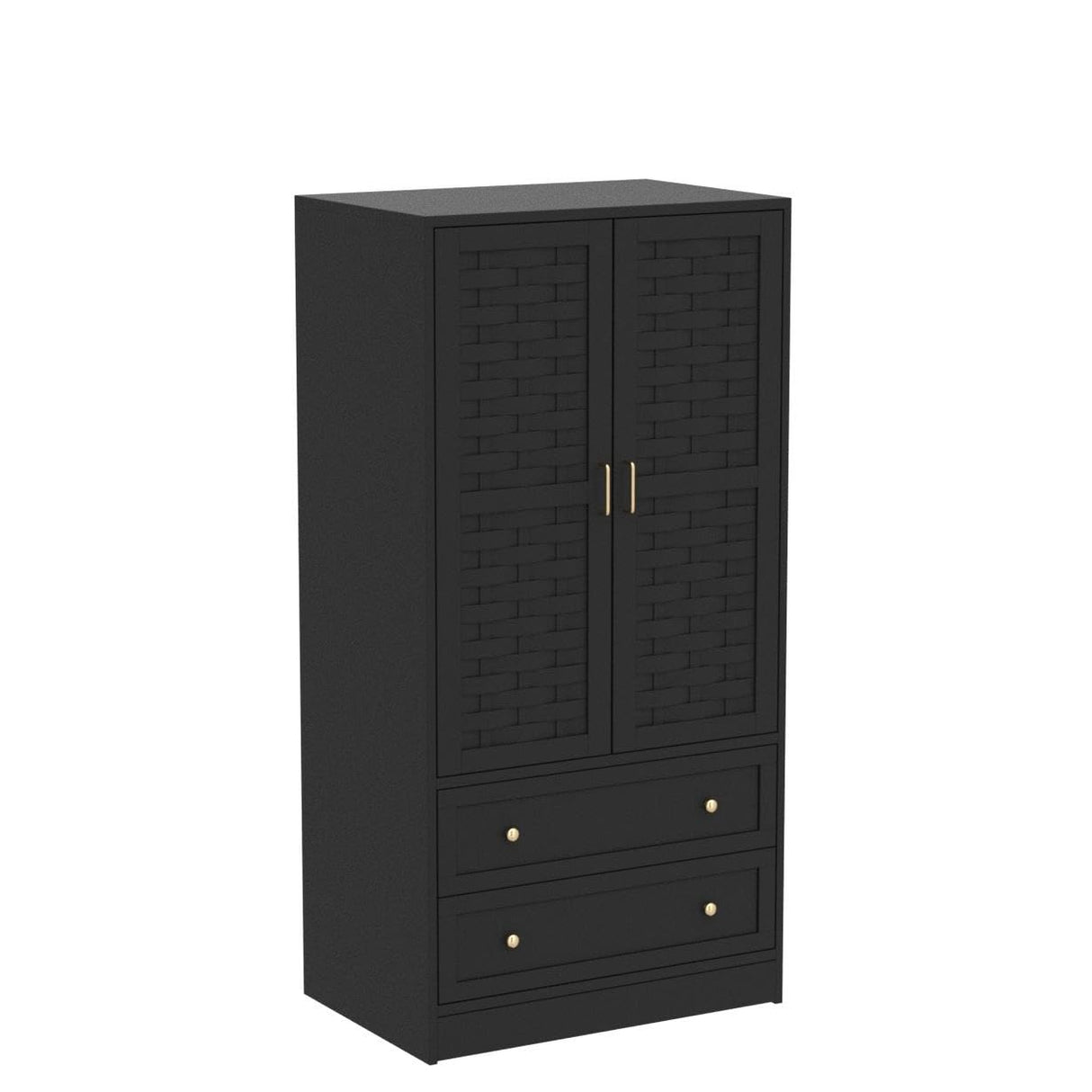 Armoire Wardrobe Closet with 2 Woven Doors, Wardrobe Cabinet