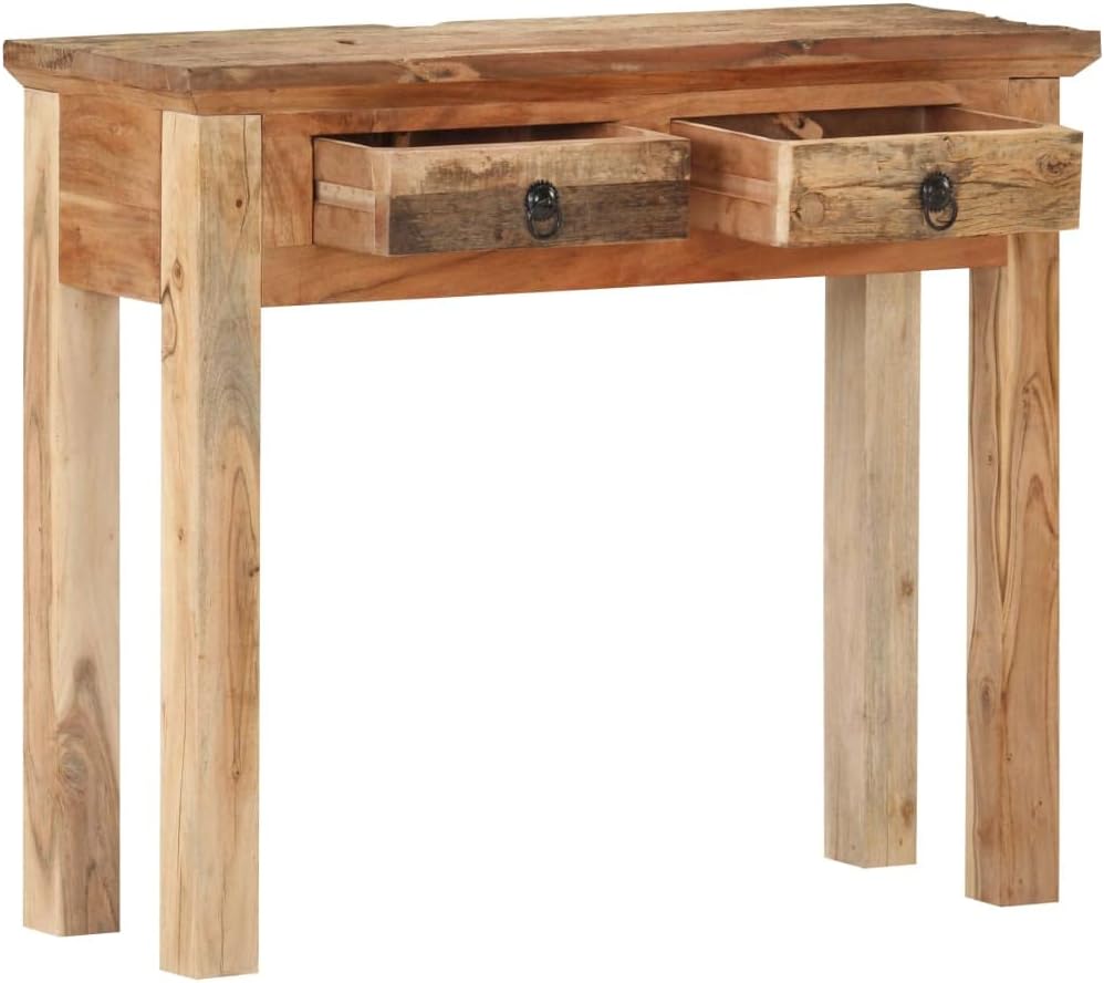 Rectangular Console Table Crafted with Solid Acacia Wood and Reclaimed Wood
