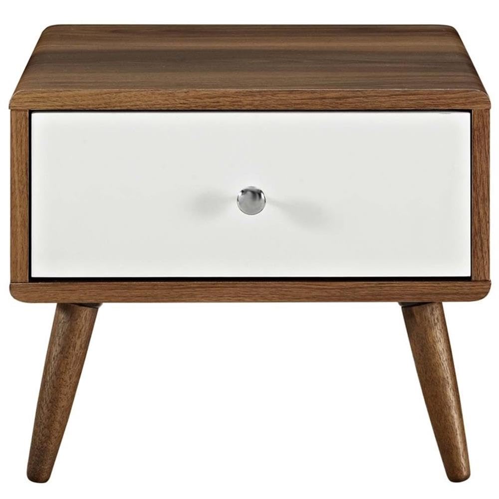 Nightstand in Walnut and White