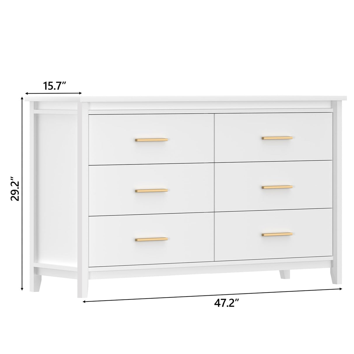 6 Drawers Wood Dresser for Bedroom, Wide Chest of Drawers