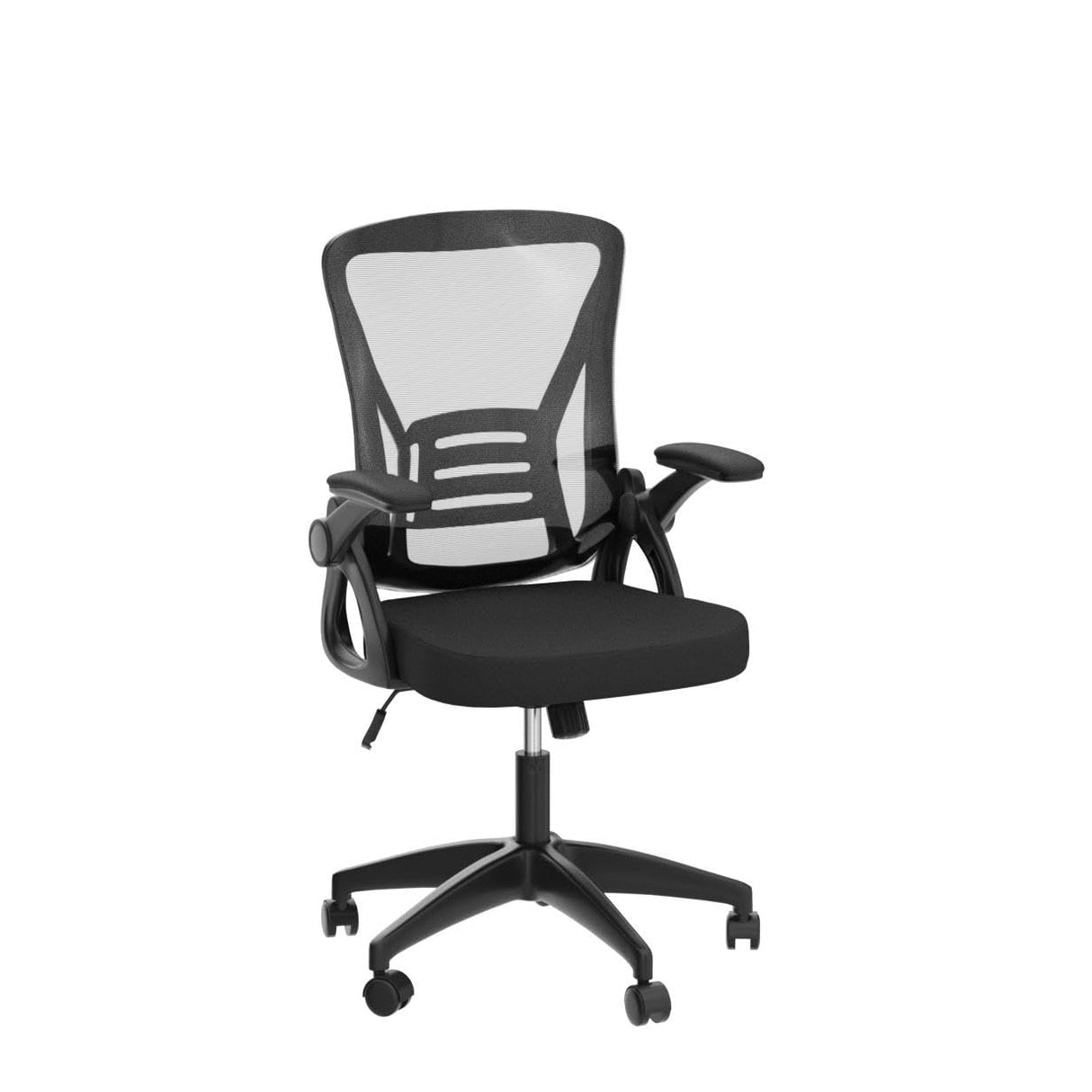 naspaluro Ergonomic Office Chair, Mid Back Desk Chair with Adjustable Height, Swivel Chair with Flip-Up Arms and Lumbar Support, Breathable Mesh Computer Chair for Home/Study/Working, Dark Black