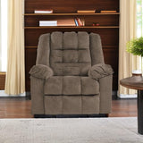 Drakestone Tufted Manual Rocker Recliner with Lumber Heat and Massage, Light Brown