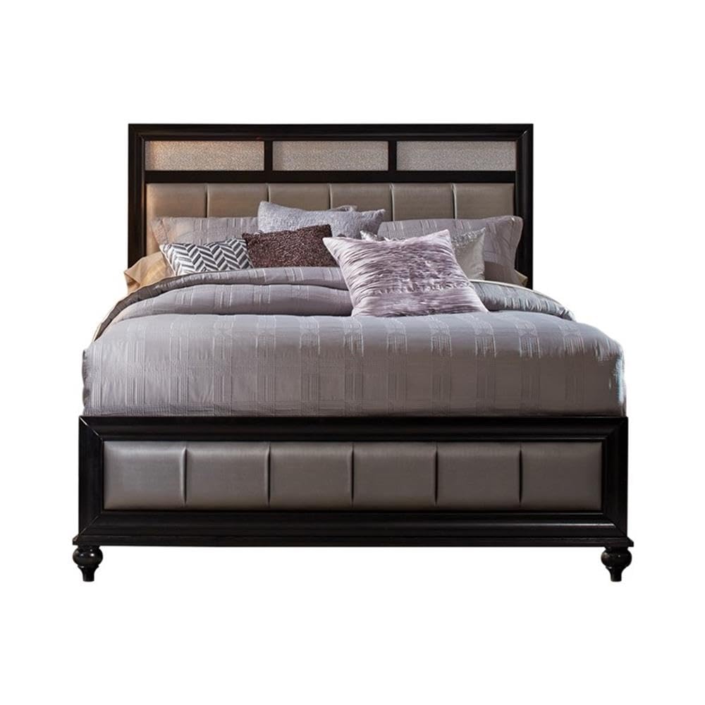 Barzini 4-Piece Bedroom Set with Upholstered Headboard, Eastern King, Black