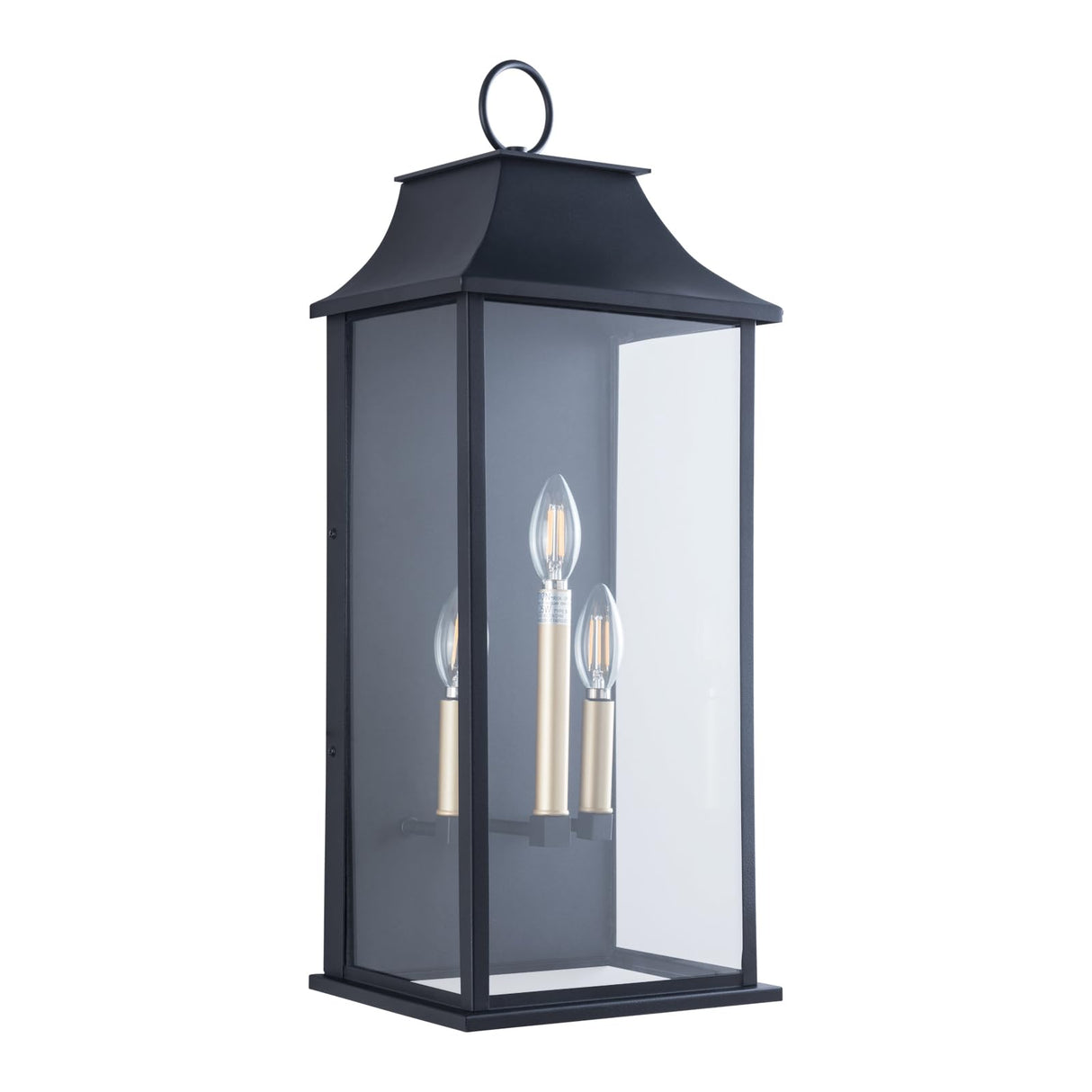 Dusk to Dawn Outdoor Wall Light 3-Light, 25" Large Outdoor Light Fixture, Black Exterior Wall Lantern
