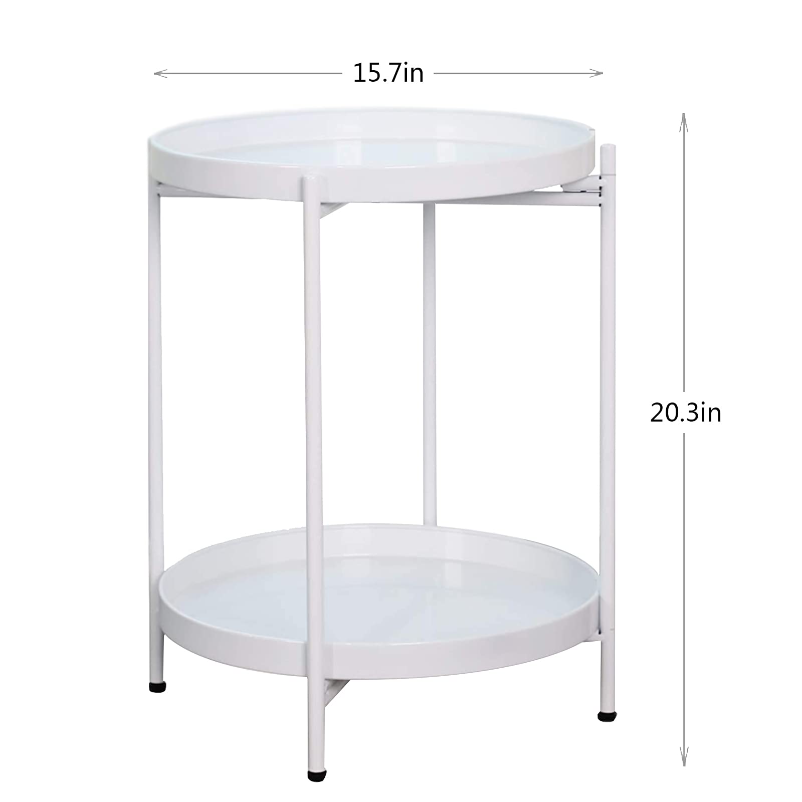 End Table 2-Tier Metal Round Accent Anti-Rust Waterproof Simplistic Sofa Side Table