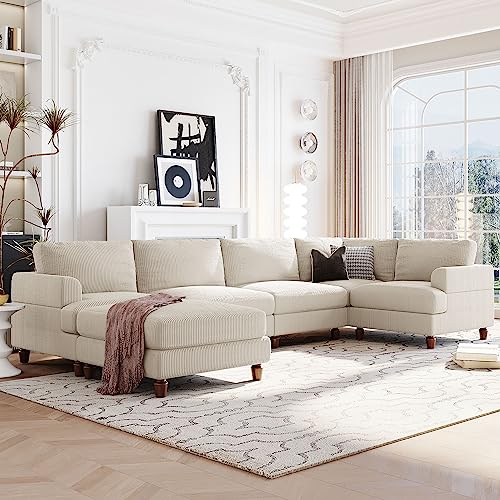U-Shaped Oversized Corduroy Modular Sectional Sofa Couch
