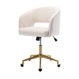 Velvet Home Office Chair, Modern Swivel Desk Chair with Gold Base, Round Solid Wheel,