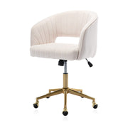 Velvet Home Office Chair, Modern Swivel Desk Chair with Gold Base, Round Solid Wheel,