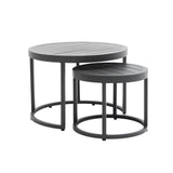 Outdoor Nesting Coffee Table Set of 2 Round Side Table Aluminum End Table