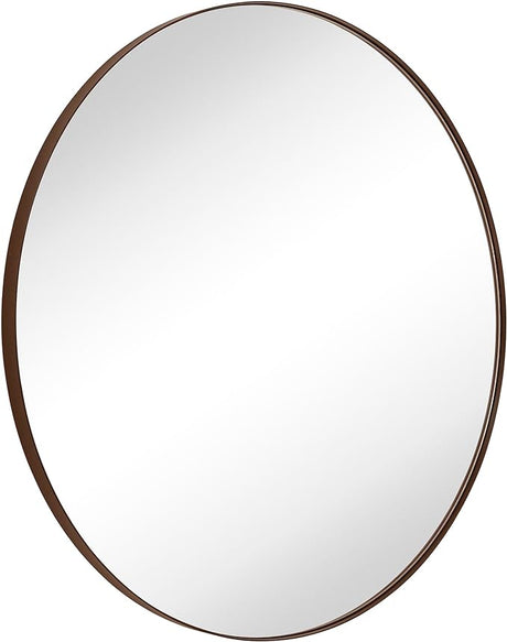 30 inch Brushed Nickel Round Mirror Circle Wall Mirror Brushed Silver Circular Round