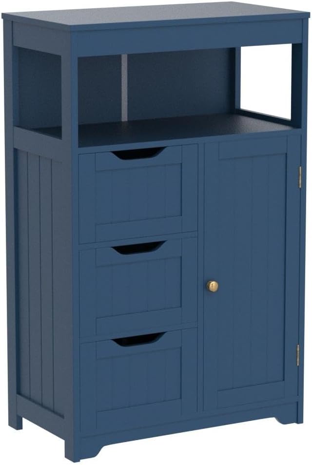 Bathroom Floor Cabinet, Free Standing Wooden Storage Organizer Multiple Tiers Storage