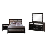 Barzini 4-Piece Bedroom Set with Upholstered Headboard, Eastern King, Black