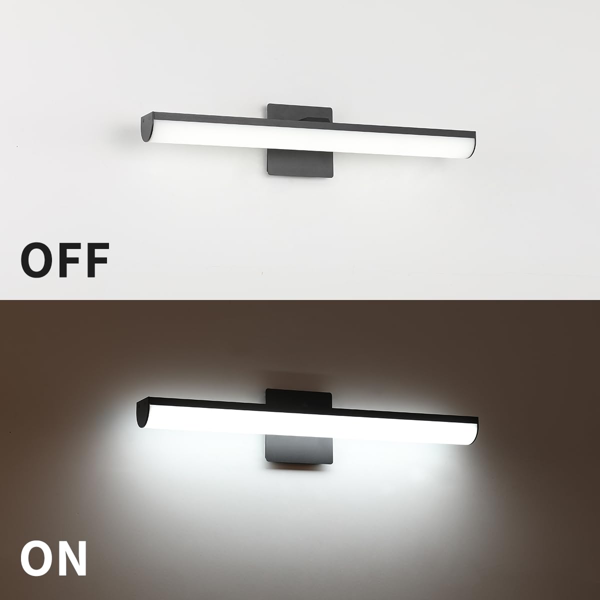 Modern LED Bathroom Vanity Light 18W 24" Dimmable IP44 Black Vanity Lights