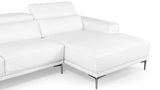 Rousso Leather Sofa with Ratcheting Headrests - Right Chaise - White