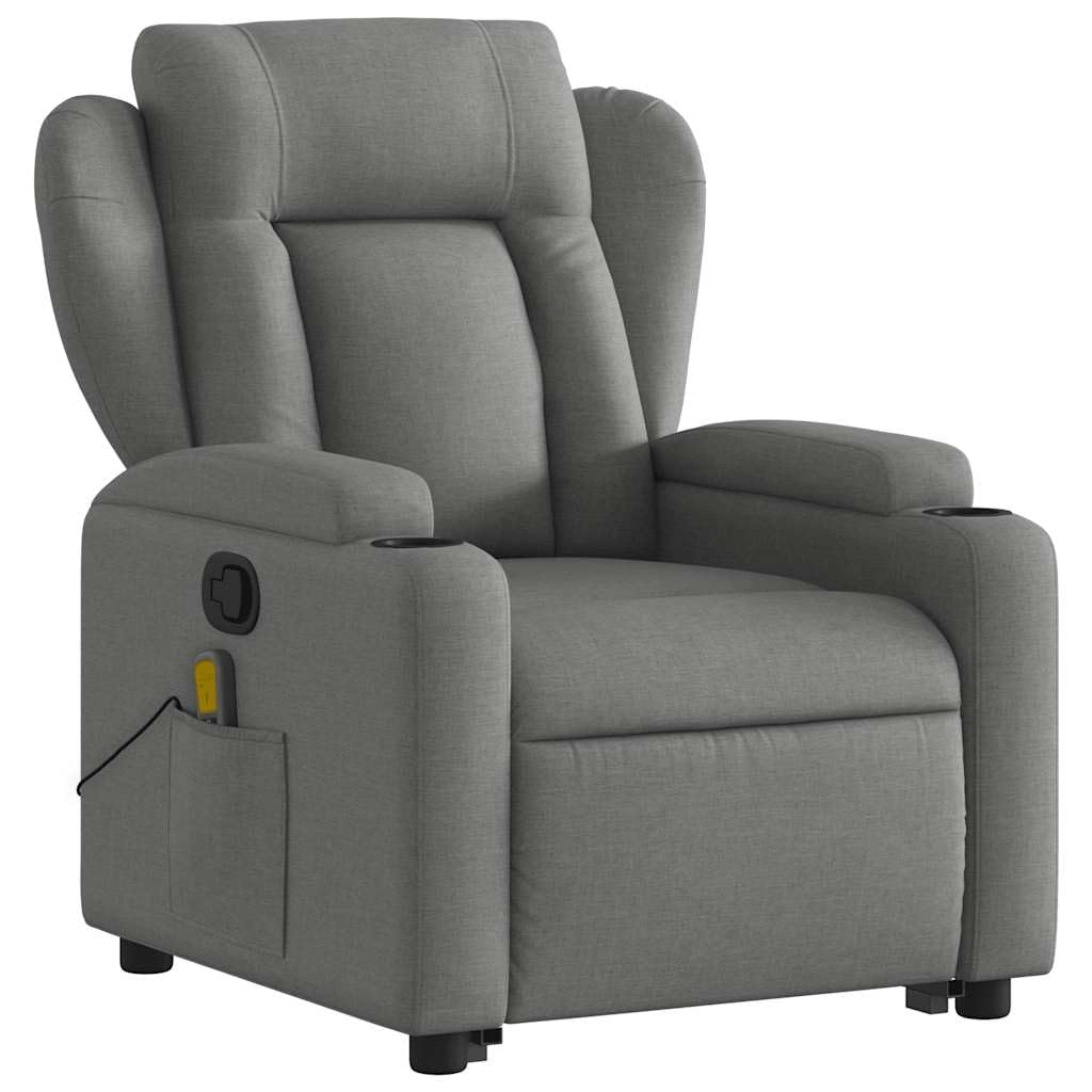 Massage Recliner Chair - Power Lift Armchair, Manual Tilt up to 135°, Vibration Massage, Cup Holders, Fabric, Dark Gray