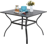 Outdoor Patio Table for 6 People, Rectangular Metal Patio Outdoor Dining Table