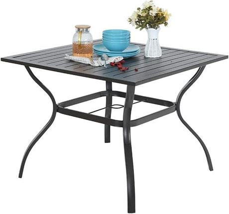 Outdoor Patio Table for 6 People, Rectangular Metal Patio Outdoor Dining Table