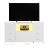 7 Drawers TV Stands, Drawer Dressers with Open Shelf and LED Lights for Bed Room -