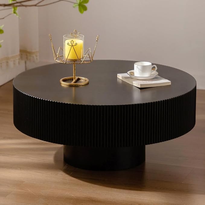 Round Drum Coffee Table White Round Fluted Coffee Table Wood Circle