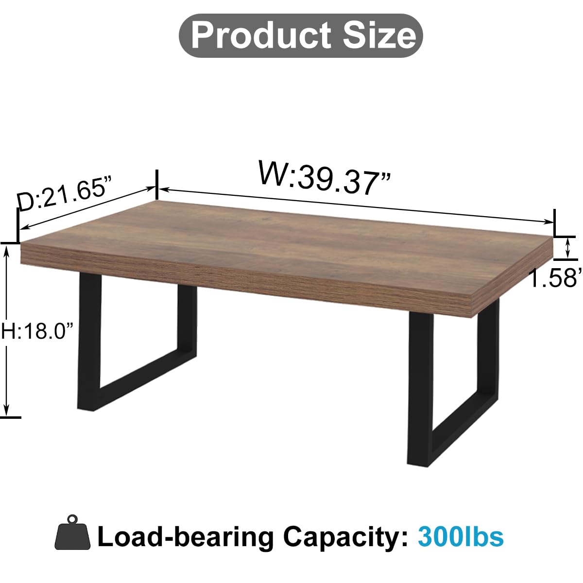 Farmhouse Coffee Table, Modern Simple Wood Coffee Table for Living Room