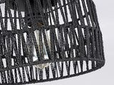 Coastal Black Woven Flush Mount Light Fixture Rustic Industrial Hemp Rope Round Flush