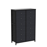 Dresser for Bedroom Tall Dresser with 12 Drawers Wooden Top and Metal Frame Black