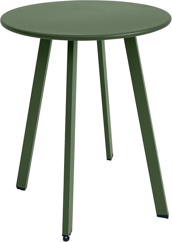 Outdoor Side Table, Weather Resistant Patio Small Side Table Outdoor Indoor Round Metal