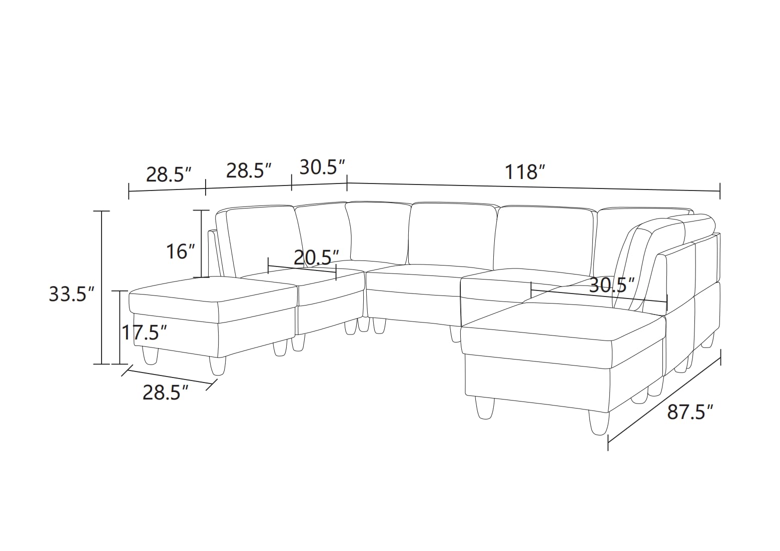 Oversized Modular Sectional Couches for Living Room