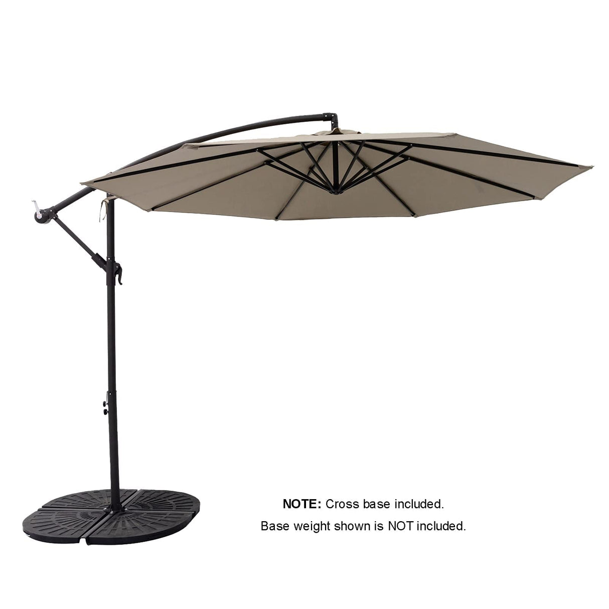 C-Hopetree 10 ft Offset Cantilever Outdoor Patio Umbrella with Cross Base Stand, Taupe