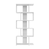 Comfort Petrolina Bookshelf with 5 Zig-Zag Cubbies & Open Shelves, Unique Mid Century Modern Bookcase, Ideal for Living Room, Office, Bedroom, Display Ornaments, Trophies, Photos, White