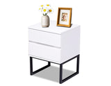 White Nightstand with 2 Drawers, Mid Century End Table for Bed side Organizer