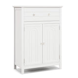 White Bathroom Cabinet, Freestanding Wooden Storage Cabinet w/Large Drawer & Cabinet,