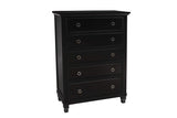 New Classic Furniture Tamarack Solid Wood 5-Drawer Chest, Black