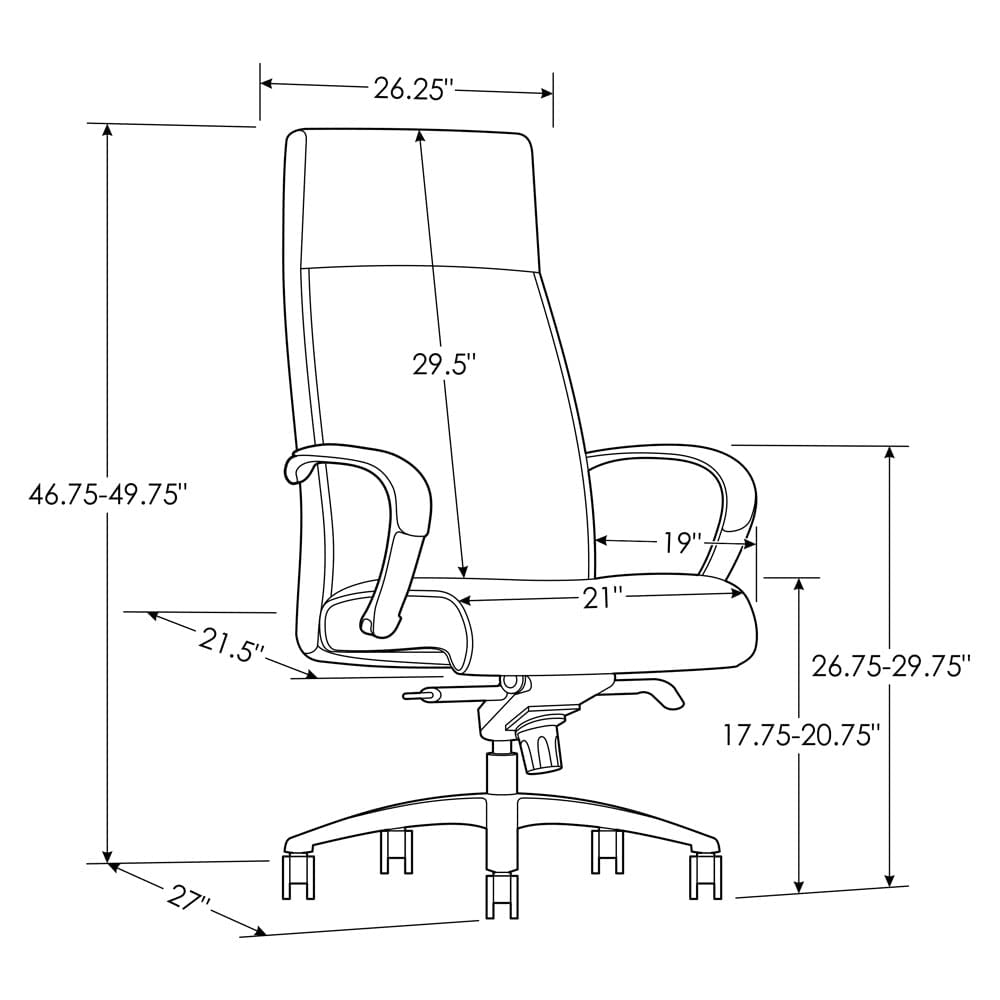 Furniture Forbes Genuine Leather Aluminum Base High Back Executive Chair - Tan