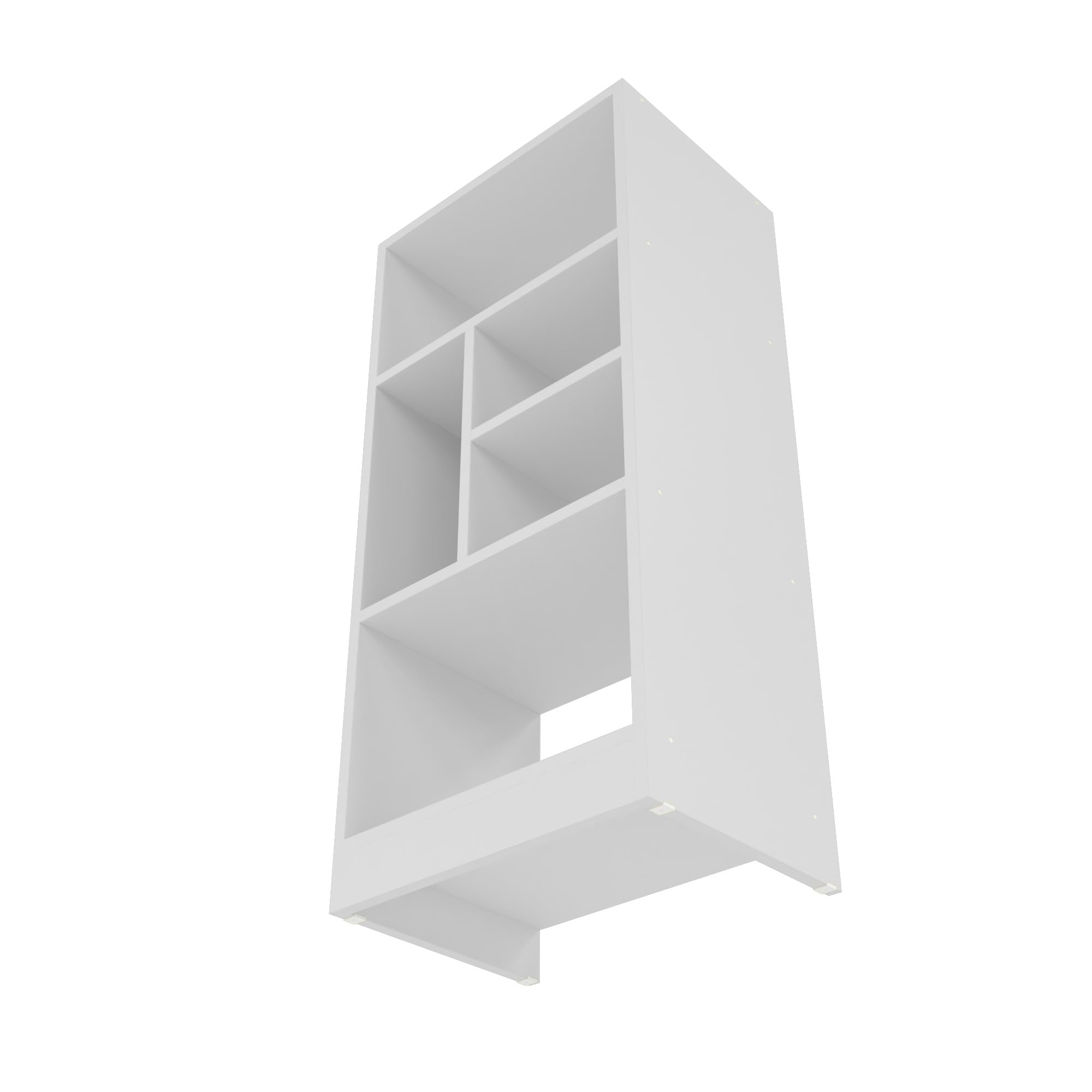 Comfort Valenca 2.0 Bookcase with 5 Unique Shelves, 35-Inch Tall, Space-Saving Mid Century Modern Bookshelf with Open Design, Free Standing Storage Display, Easy Assembly, White