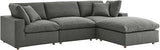 Commix Down-Filled Overstuffed Performance Velvet 4-Piece Sectional Sofa