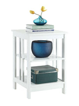 Mission End Table with Shelves, White