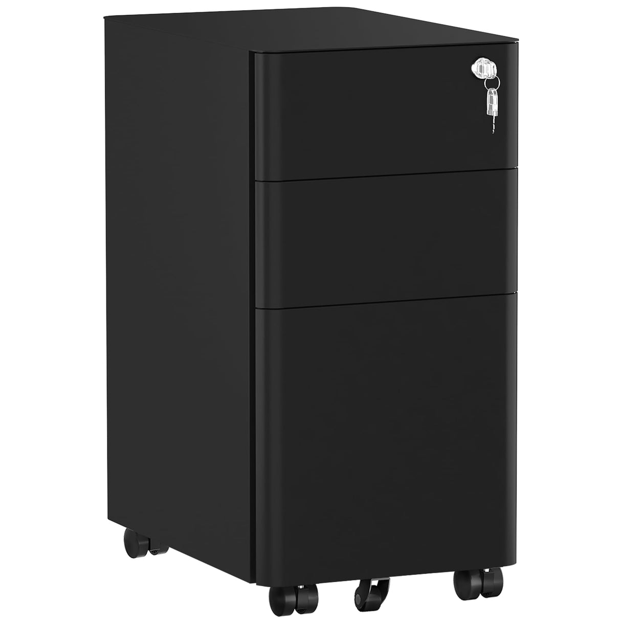 3-Drawer Vertical File Cabinet, Mobile Filing Cabinet with Lockable, Pre-Assembled Compact Slim File Cabinet